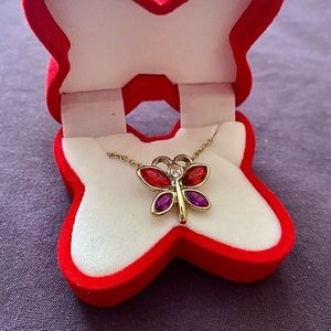 Gold 2000s Multicoloured Butterfly Necklace